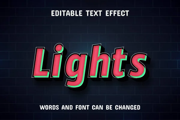 Texto Luces Efecto Texto Editable — Vector de stock