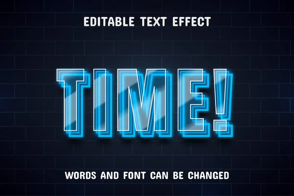 Zeittext Neon Text Effekt — Stockvektor