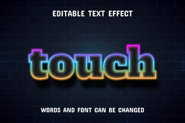 Text Berühren Text Neon Stil Editierbar — Stockvektor