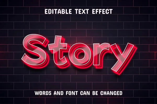 Story Text Neon Text Effekt — Stockvektor