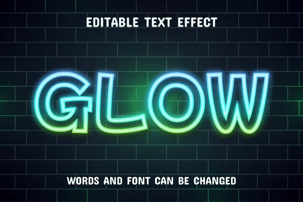 Glow Text Neon Tekst Effect — Stockvector