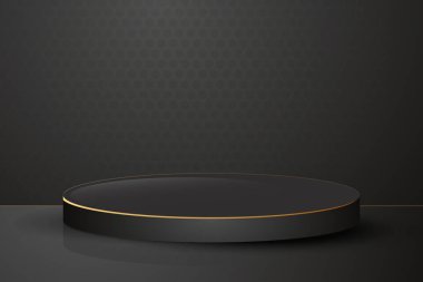 Arkaplanlı gerçekçi siyah ürün podyumu