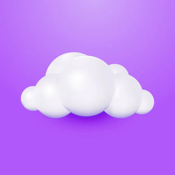 Realistic Cartoon Cloud Isolated Purple Background — Stock Vector