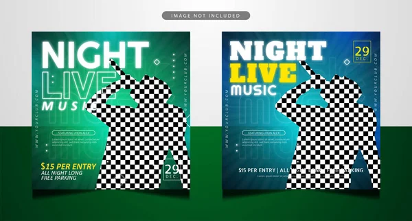 Sosyal medya tanıtımı için gece canlı müzik afişi
