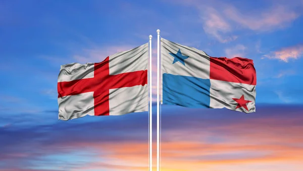 Panama Anglia Zászlói Zászlótervezés Panama Anglia Zászló Kép Tapéta Panama — Stock Fotó