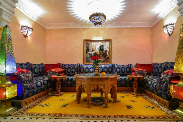 Orientalisk Dekorerad Lounge Marocko Berber Salong Södra Marocko Atlas Berget — Stockfoto