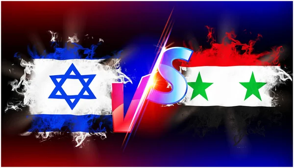 Israel VS Iraq ongoing trade war conflict. Flag of two countries opposite to each other with vs text and background black