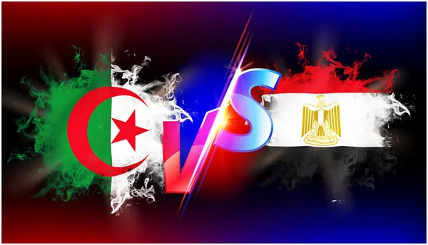 Algéria Egyiptom Folyamatban Lévő Kereskedelmi Háború Konfliktus Zászló Két Ország — Stock Fotó