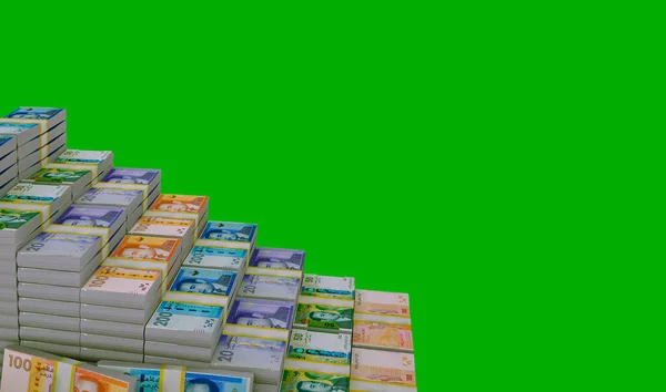 Marockanska Pengar Sedelstapel Med Etthundratvåhundrafemtio Dirham Konceptuell Illustration Isolerad Grön — Stockfoto