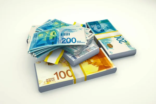 200 Izraeli Shekel Eurobankjegy Izrael Európai Unió Közötti Partnerség Fogalma — Stock Fotó