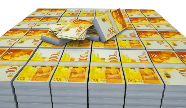 Izrael Pénze Izraeli Shekel Számlák Ils Bankjegyek 100 Shekel Üzlet — Stock Fotó