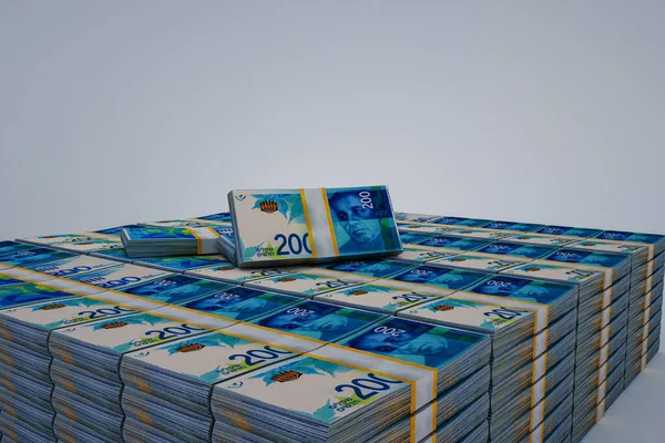 Izrael Pénze Izraeli Kagylószámlák Ils Bankjegyek 200 Shekel Üzleti Pénzügyi — Stock Fotó