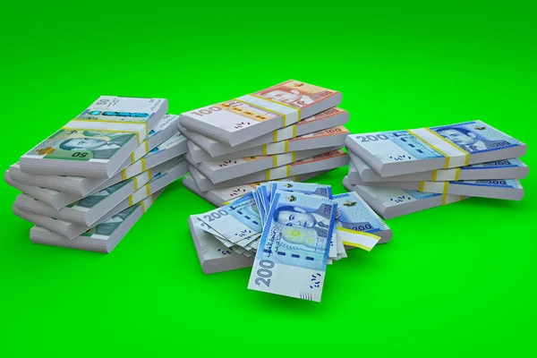 Marokkói Pénz Egy Halom Százkétszázötven Dirham Bankjegy Fogalmi Illusztráció Zöld — Stock Fotó