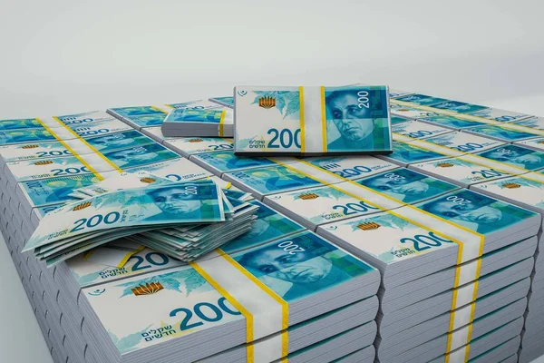 Izrael Pénze Izraeli Kagylószámlák Ils Bankjegyek 200 Shekel Üzleti Pénzügyi — Stock Fotó