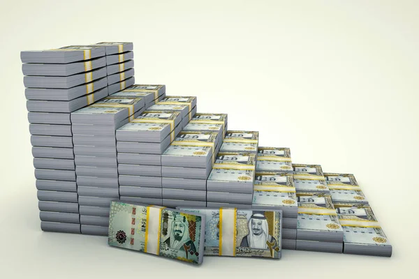 Money Stacks Graph Saudi Arabia Riyals Illustration — Stock Photo, Image