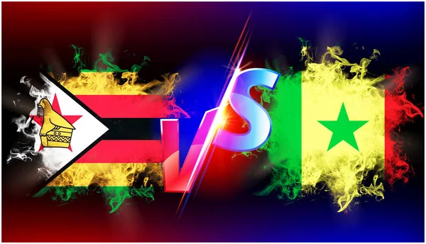 Szenegál Zimbabwe Folyamatos Kereskedelmi Háborús Konfliktus Zászló Két Ország Szemben — Stock Fotó
