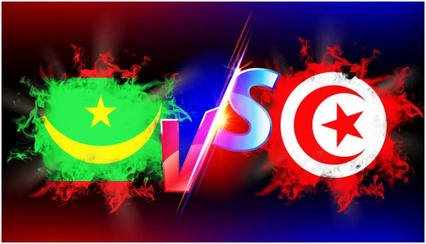 Mauritánia Tunézia Folyamatos Kereskedelmi Háború Konfliktus Zászló Két Ország Szemben — Stock Fotó