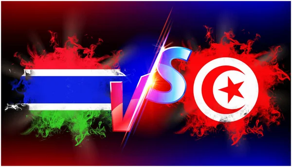 Tunézia Gambia Folyamatos Kereskedelmi Háború Konfliktus Zászló Két Ország Szemben — Stock Fotó