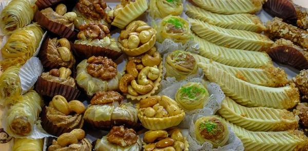 Variedad Dulces Tradicionales Marroquíes Vacaciones Evento — Foto de Stock