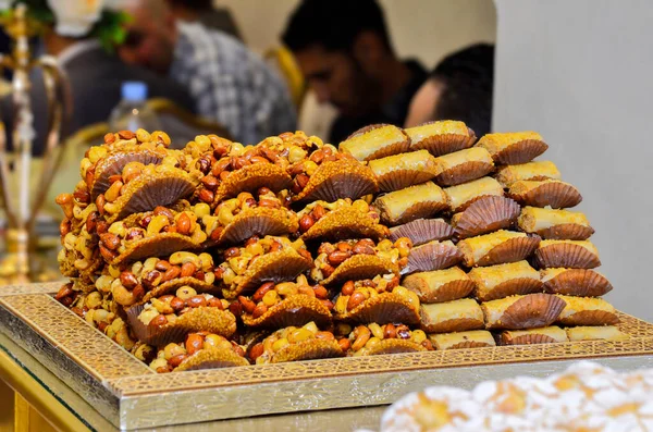 Doces Sobremesas Marroquinas Cozinha Marroquina Famosa Por Seus Deliciosos Biscoitos — Fotografia de Stock