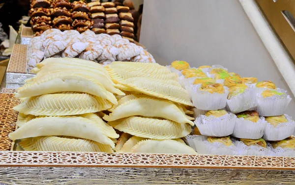 Las Galletas Marroquíes Sirven Con Galletas Marroquíes Ofrecen Boda Eid — Foto de Stock