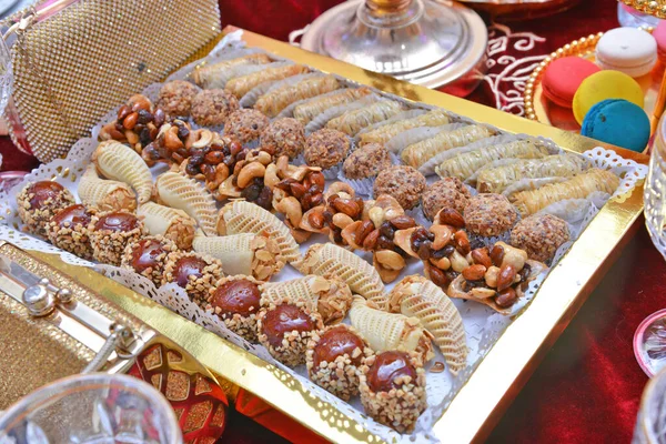 Marocké Sladkosti Dezerty Marocká Kuchyně Známá Svými Lahodnými Sušenkami Dezerty — Stock fotografie