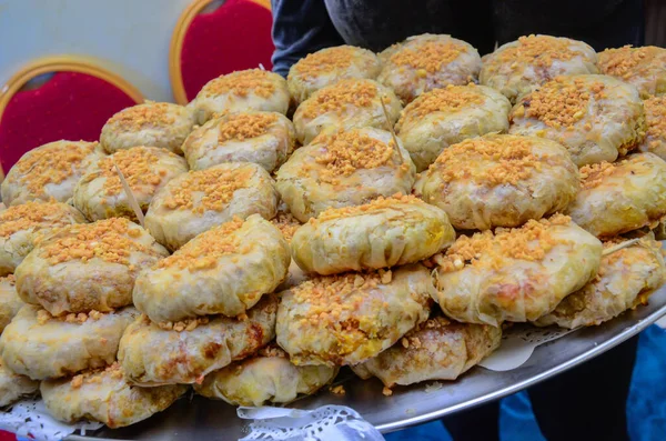 Bastila Pastilla Een Traditioneel Marokkaans Gerecht Chicken Bastila Een Taart — Stockfoto