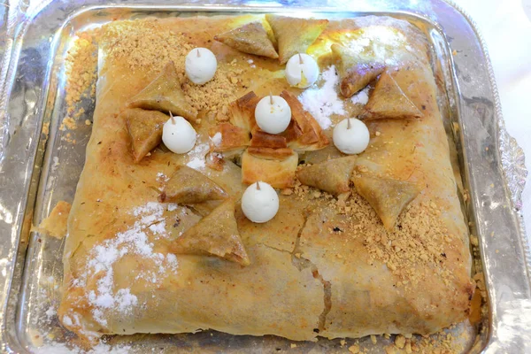 Pastel Pescado Marroquí Receta Bastilla Mariscos Marroquí — Foto de Stock