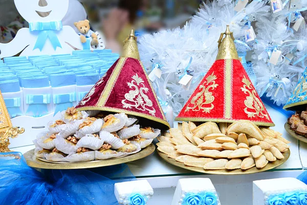 Doces Marroquinos Tradicionais São Oferecidos Casamento Eid Fitr Biscoitos Biscoitos — Fotografia de Stock