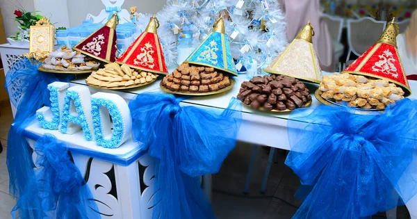 Doces Marroquinos Tradicionais São Oferecidos Casamento Eid Fitr Biscoitos Biscoitos — Fotografia de Stock