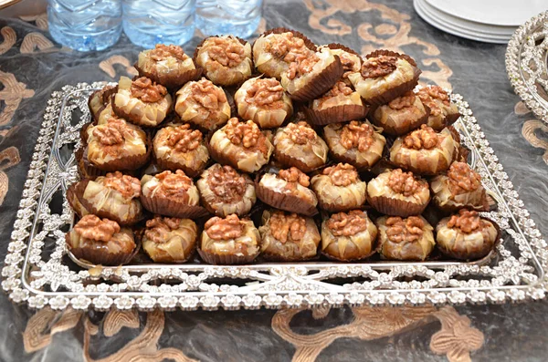Блюдо Традиционной Свежей Выпечки Марокканское Печенье — стоковое фото