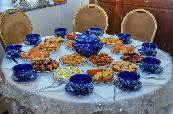 Ramadan Morocco Iftar Food Ramadan Harira Soup Sweets Islamic Food — Stock Photo, Image