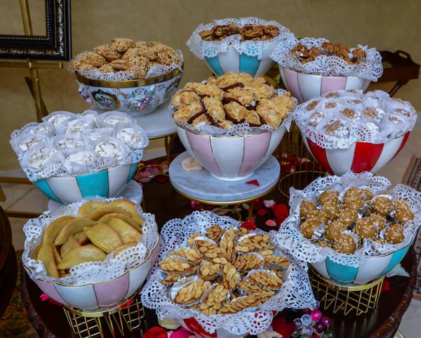 Variedad Dulces Tradicionales Marroquíes Vacaciones Evento —  Fotos de Stock