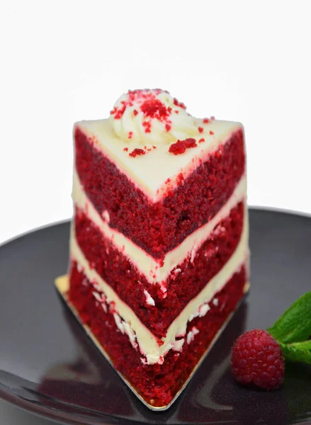 Slice Raspberry Cake White Plate White Backgroun — Stock Photo, Image