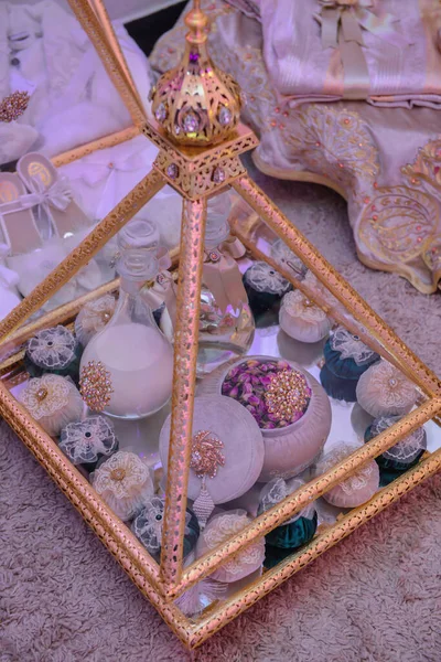 Tyafer Marocchino Contenitori Regalo Tradizionali Cerimonia Nozze Decorato Con Ricami — Foto Stock