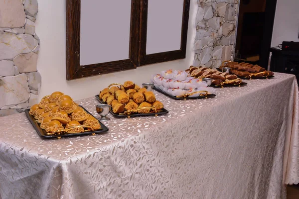 Moroccan Biscuit Buffet Entrance Moroccan Wedding Hall — Zdjęcie stockowe