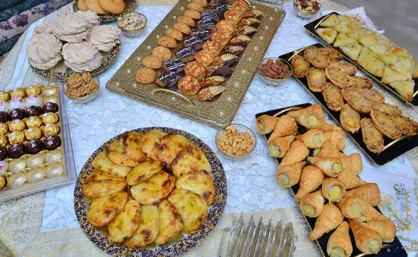 Moroccan Salty Sweet Appetizers Served Weddings Birthdays Concept Cooking Morocco — Foto de Stock