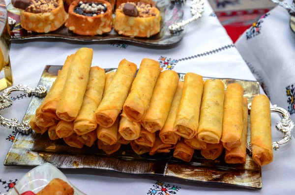 Moroccan Salty Sweet Appetizers Served Weddings Birthdays Concept Cooking Morocco — Stok fotoğraf