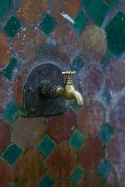 Copper Faucet Drinking Water Street Medina Morocc — Fotografia de Stock