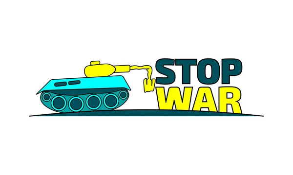 Stop de oorlog. Gebroken tank. — Stockvector