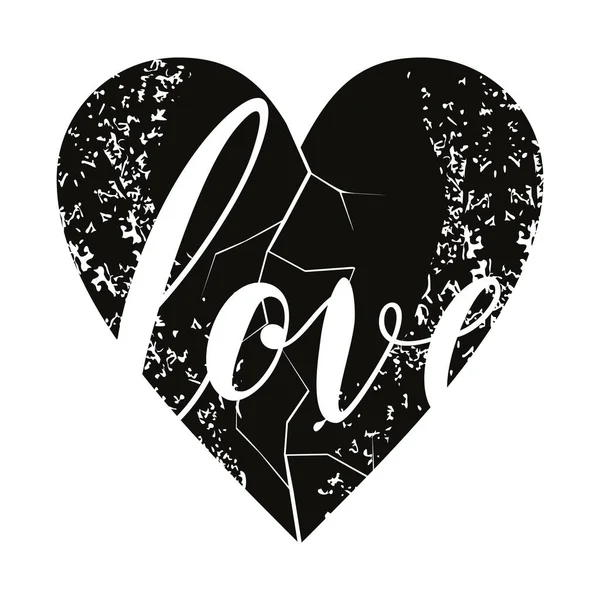 Ilustração Vetorial Coração Negro Com Palavra Amor Dentro Dele Design — Vetor de Stock