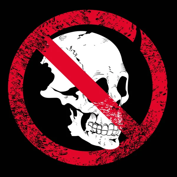 Vektorabbildung Für Menschliches Totenkopf Shirt Und Verbotsschild Auf Schwarzem Hintergrund — Stockvektor