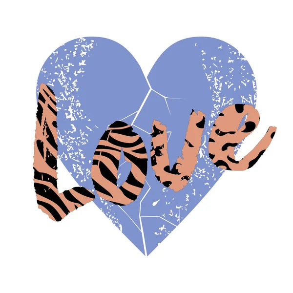Shirt Design Word Love Animal Print Texture Heart Valentine Day — Stockvector