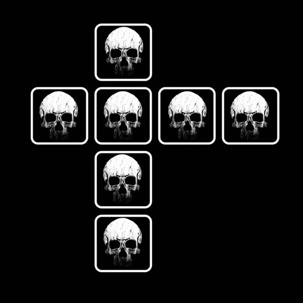 Shirt Design Group Skulls Squares Isolated White — ストックベクタ