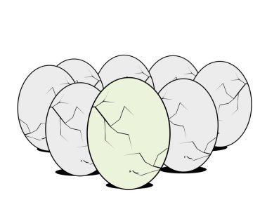 Kırılacak yumurtaların esprili çizimi.