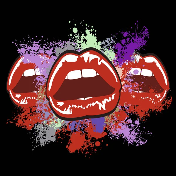 Siyah lekeli seksi dudaklar tişört tasarımı