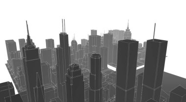 Modern şehir panoraması 3D illüstrasyon