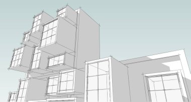 soyut mimari modülleri 3d oluşturma