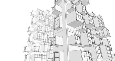 soyut mimari modülleri 3d oluşturma
