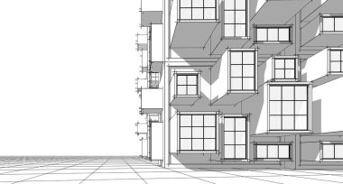 soyut mimari modülleri 3d oluşturma